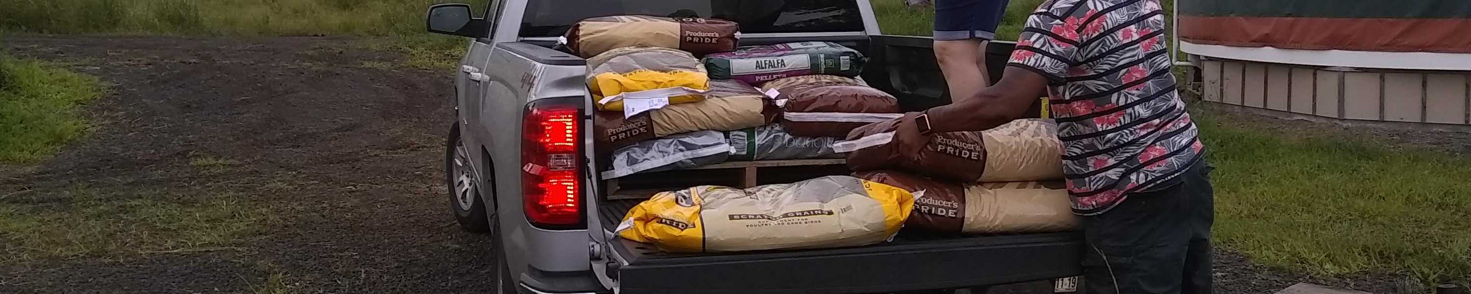 A generous truckload donation of feed