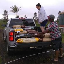 A generous truckload donation of feed
